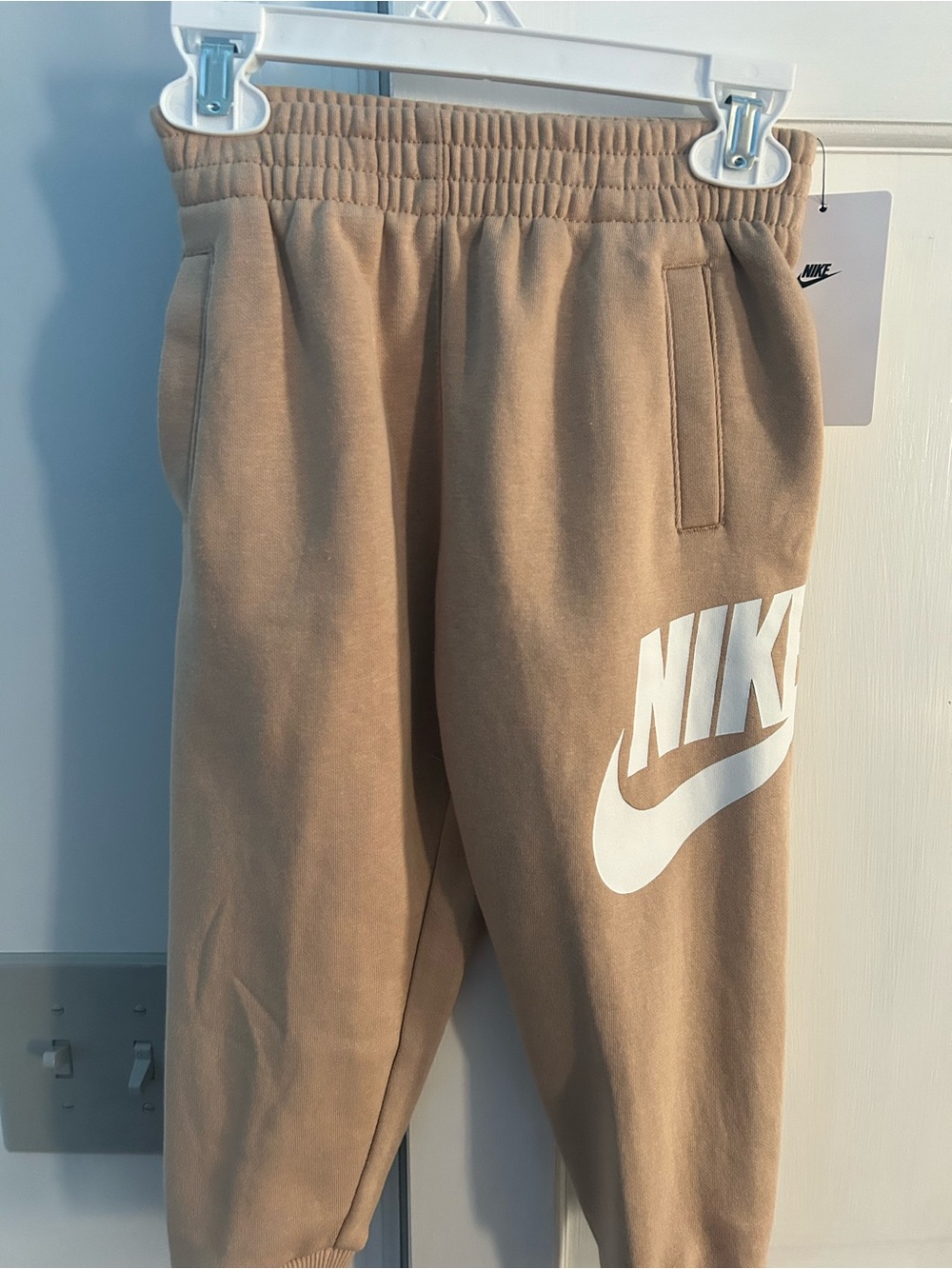 Nike Kids Tan Logo Jogger Pants with White Swoosh